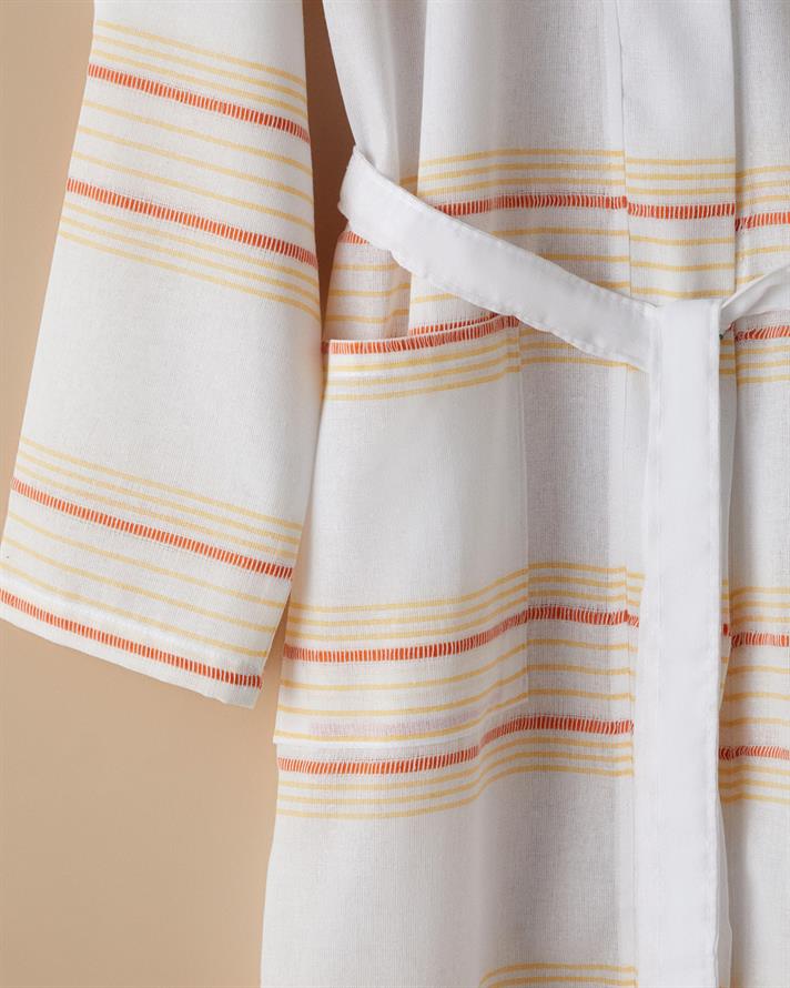 Mayra Rejenere Peştemal Bornoz Standart Turuncu-Sarı