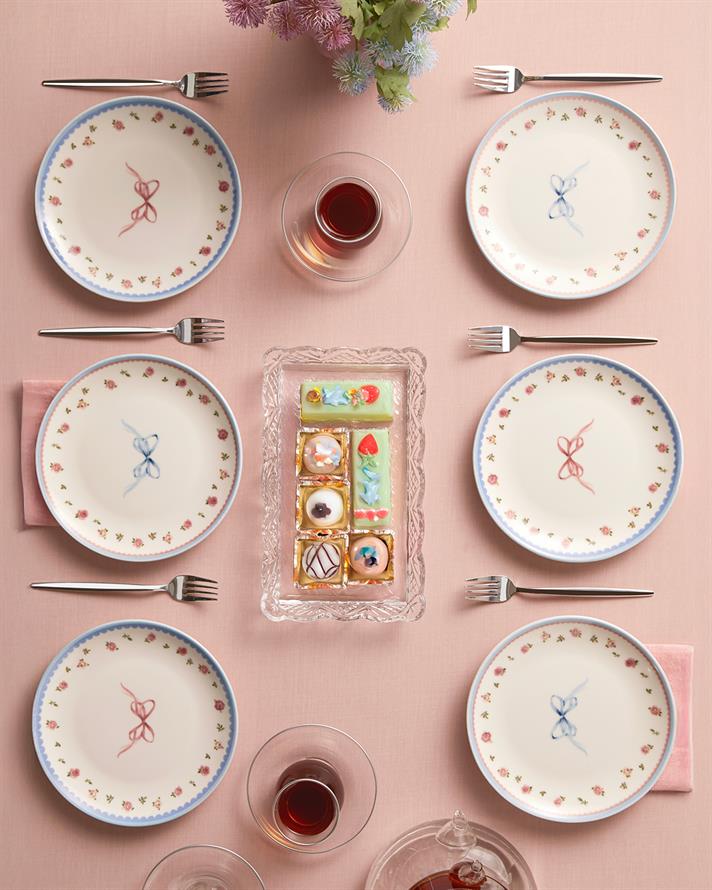 Maze Porselen 6lı Pasta Tabağı 19 cm Renkli