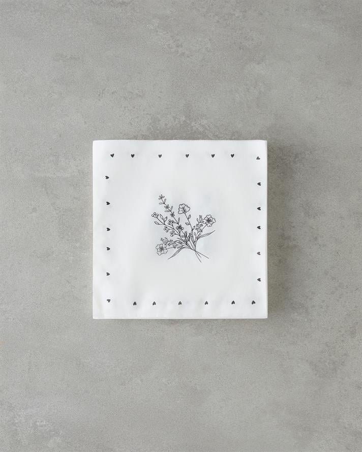 Meadlyn 20li Kağıt Peçete 33x33 cm Siyah - Beyaz