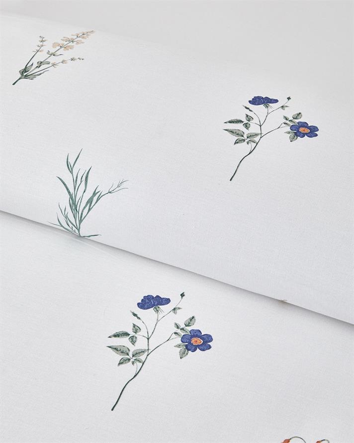 Meadow Magic Pamuk Tek Kişilik Çarşaflı Nevresim Takımı 160x220 cm Turuncu-Mavi