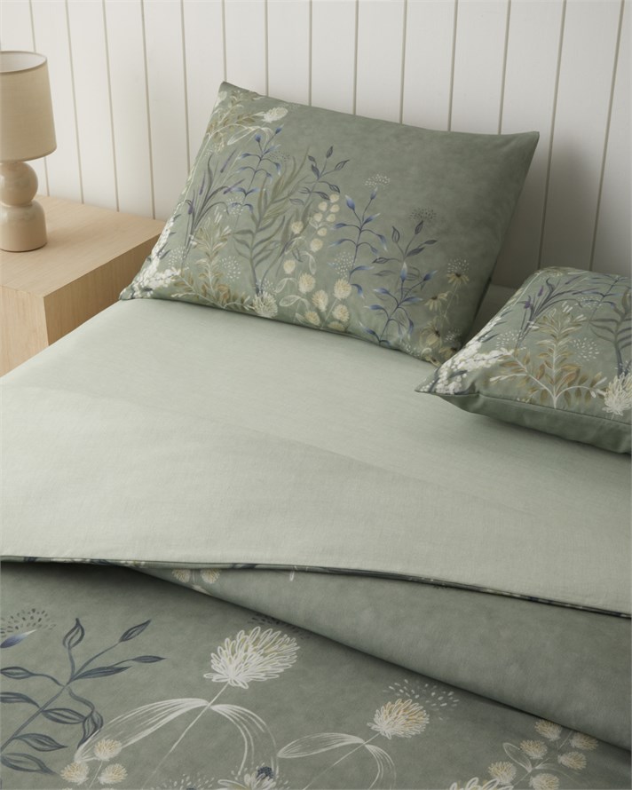 Meadow Spirit Dijital Baskılı Kolay Ütülenir Tek Kişilik Çarşaflı Nevresim Takımı 160x220 cm Koyu Yeşil