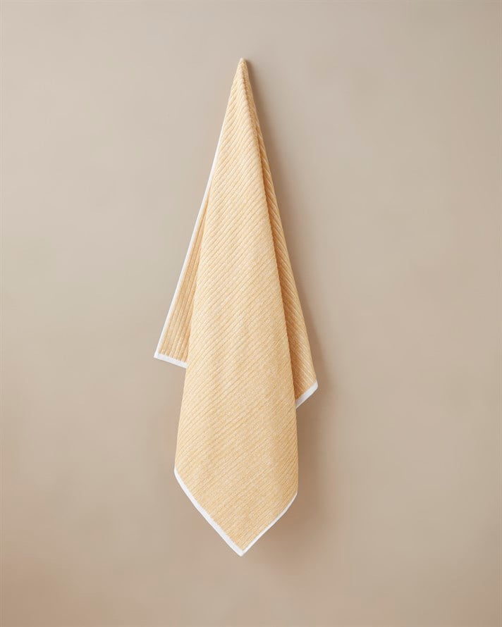 Melange Stripe Pamuk Banyo Havlusu 90x150 cm Sarı