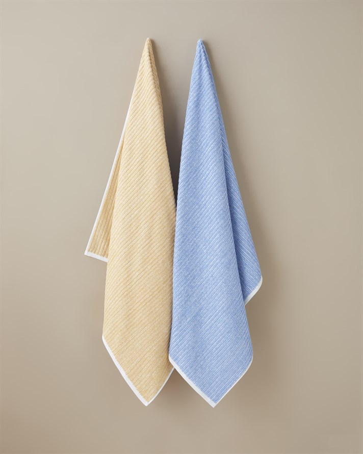 Melange Stripe %100 Pamuk Banyo Havlusu 90x150 cm Mavi