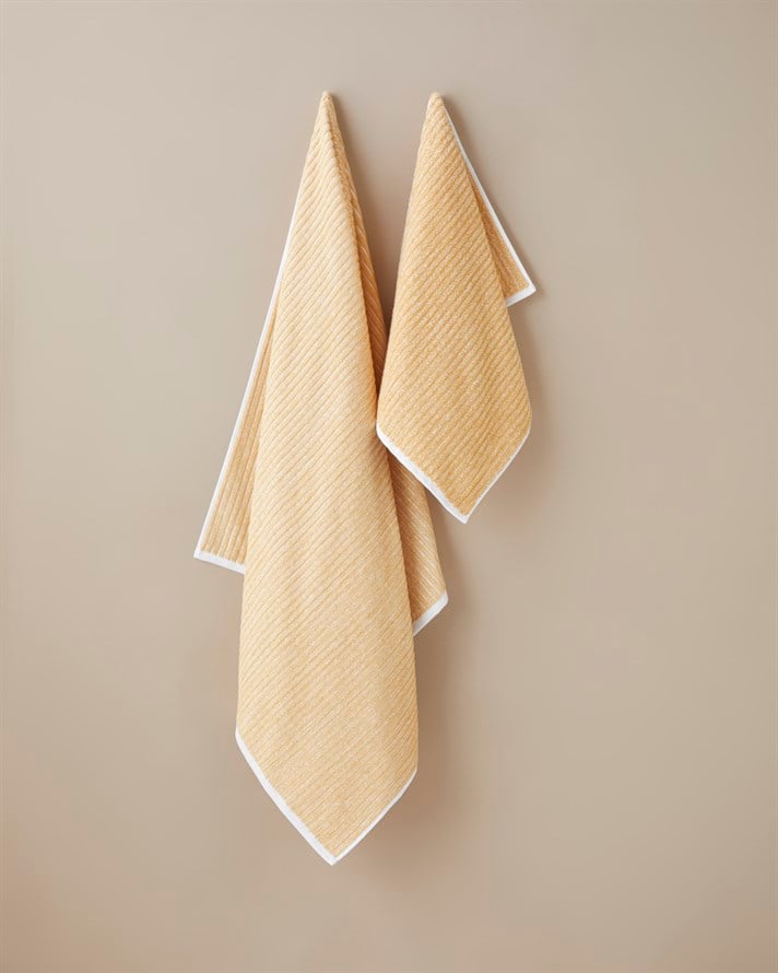 Melange Stripe Pamuk Banyo Havlusu 90x150 cm Sarı