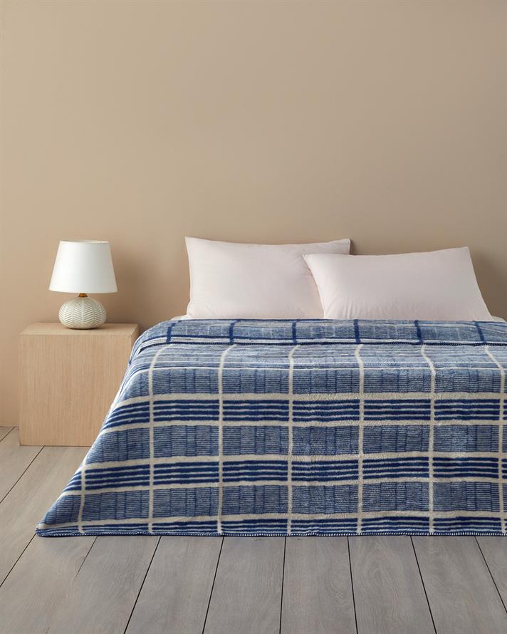 Menor Raya Akrilik Pamuklu Çift Kişilik Battaniye 200x220 cm Indigo-Mavi