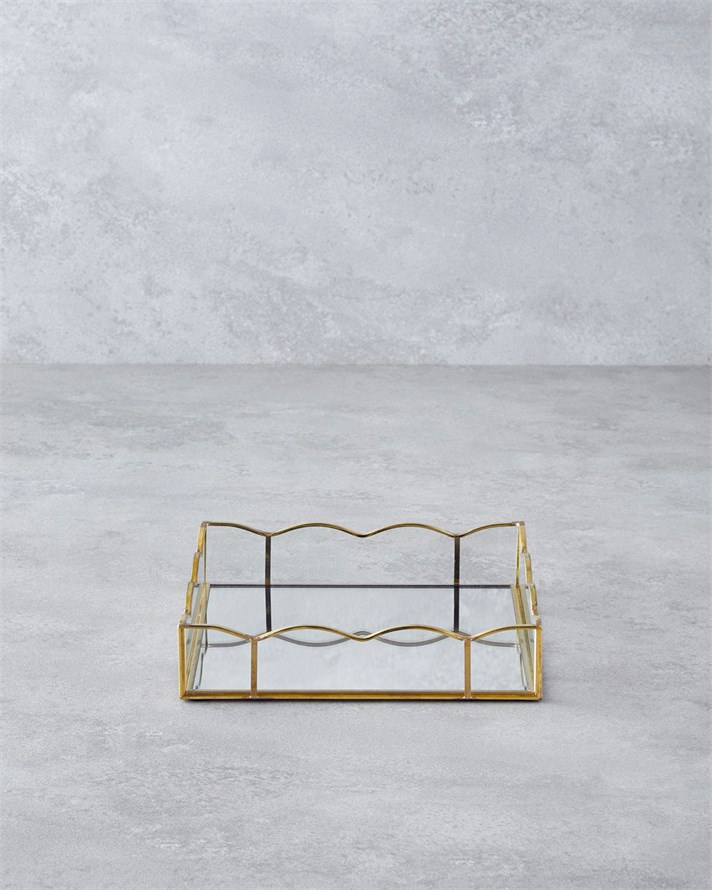 Mensa Cam Dekoratif Tepsi 18x18x3,5cm Gold