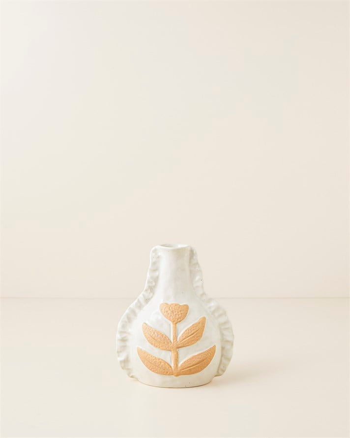 Merisa Stoneware Vazo 20 cm Bej - Açık Kahve