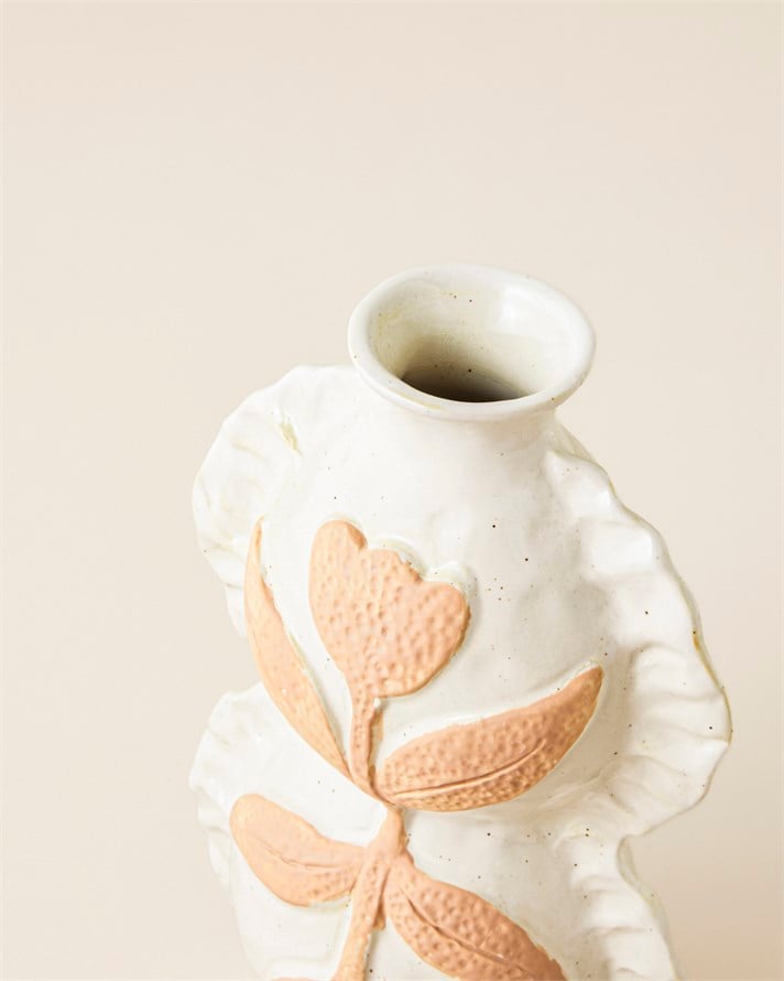Merisa Stoneware Vazo 26 cm Bej - Açık Kahve
