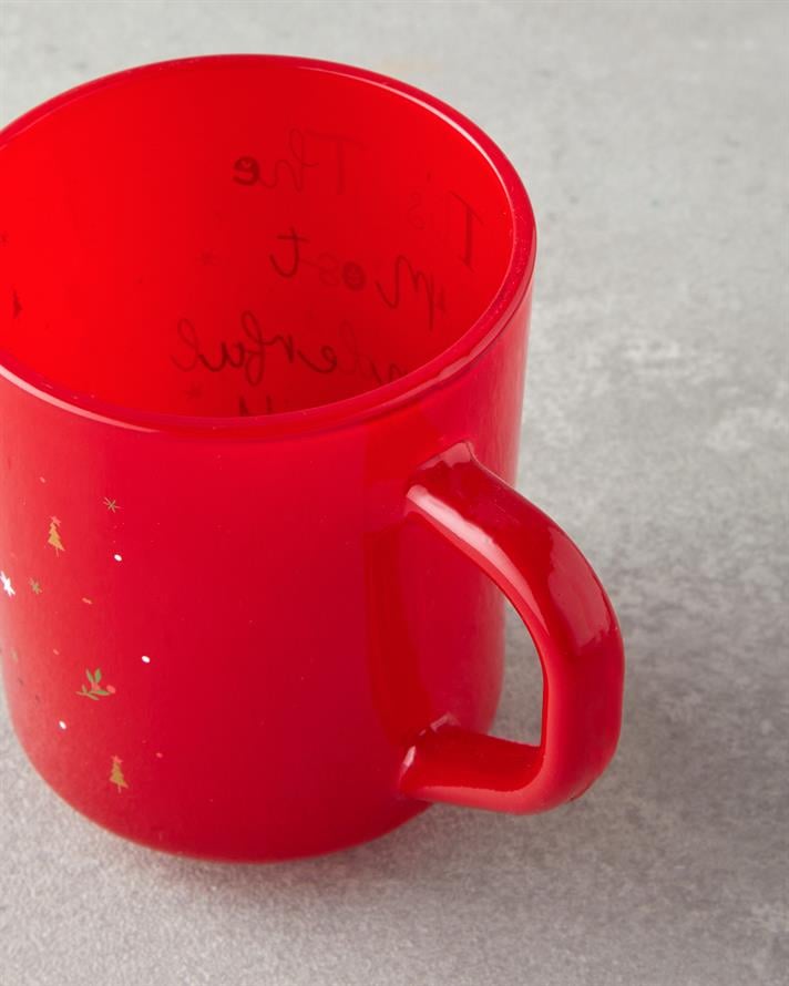 Merry Merry Cam 2li ve Mumlu Yılbaşı Kupa 250 ml Kırmızı - Yeşil