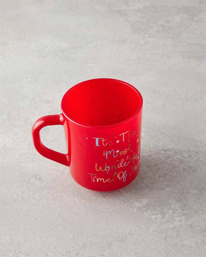 Merry Merry Cam 2li ve Mumlu Yılbaşı Kupa 250 ml Kırmızı - Yeşil