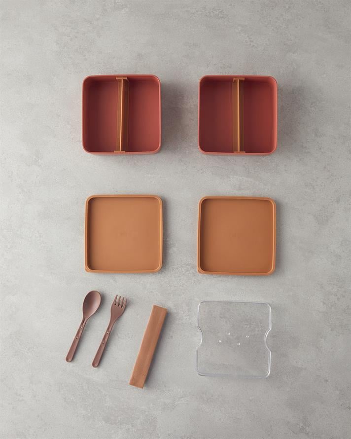 Mezaluna 2 Katlı Lunch Box 720 ml +720 ml Turuncu