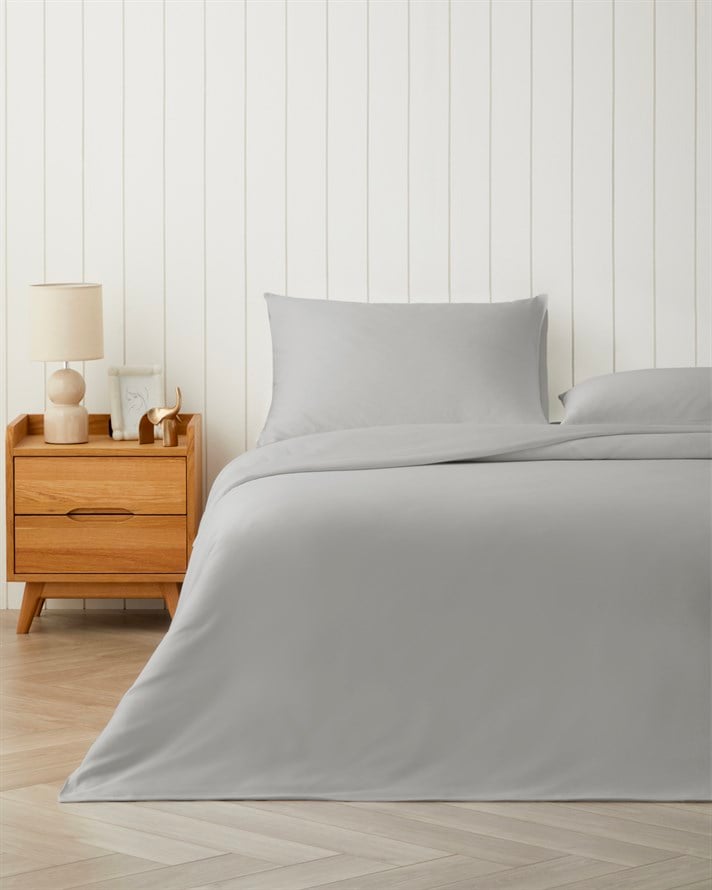 Micell Lyocell Saten Çarşaflı Çift Kişilik Nevresim Takımı 200x220 cm Açık Gri