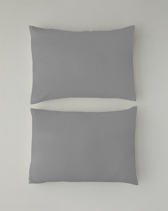 Micell Pamuk Saten 2li Yastık Kılıfı 50x70 cm Gümüş