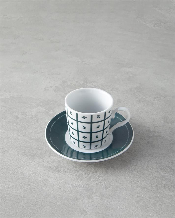 Mika Porselen Kahve Fincan Takımı 4 Parça 2 Kişilik Yeşil