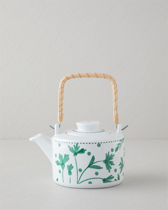 Mintopia Porselen Demlik 850 ml Beyaz - Yeşil