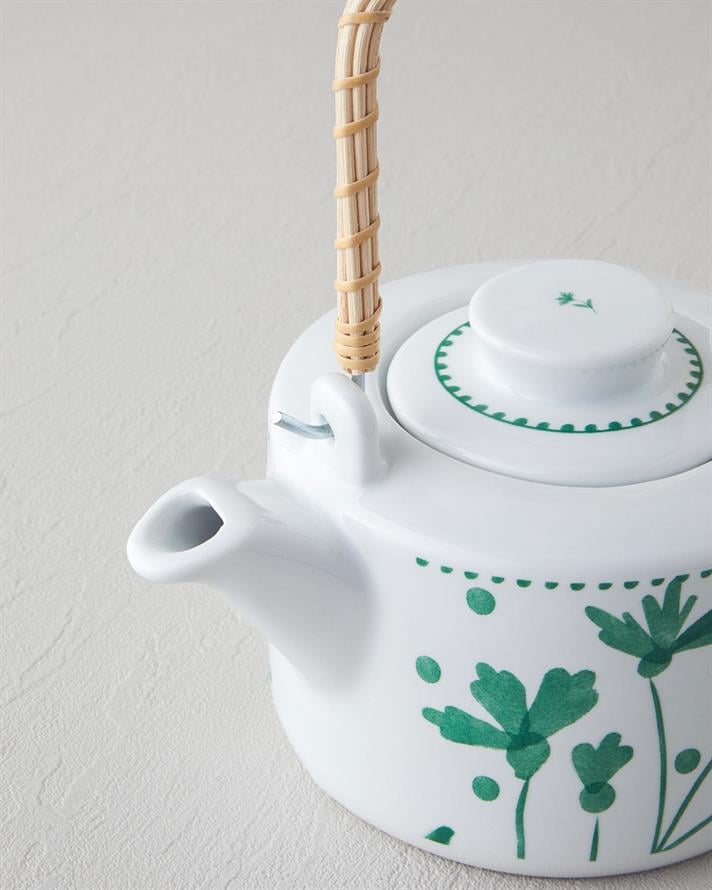 Mintopia Porselen Demlik 850 ml Beyaz - Yeşil