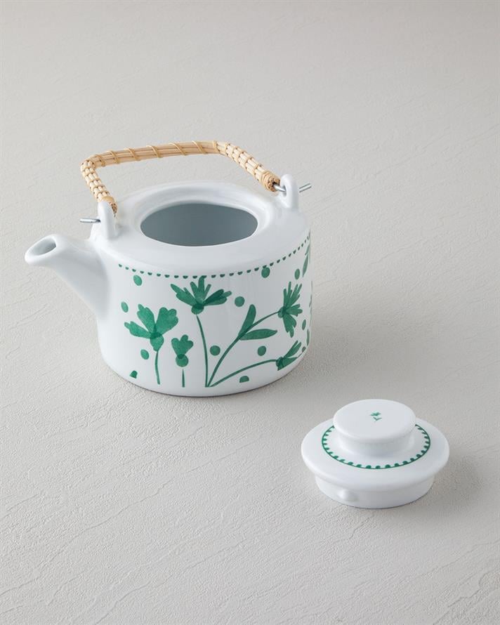 Mintopia Porselen Demlik 850 ml Beyaz - Yeşil