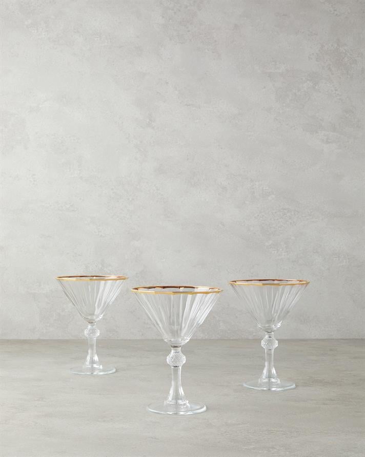 Mirage Cam 3lü Kadeh Şeffaf-Gold