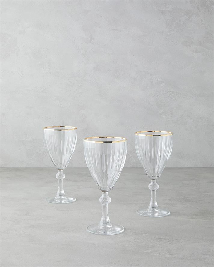 Mirage Cam 3lü Kadeh Şeffaf-Gold