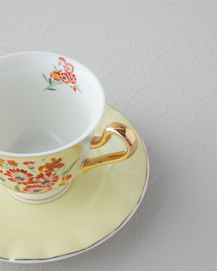 Miranda New Bone China 4 Parça 2 Kişilik  Fincan Takımı 220 ml Açık Sarı