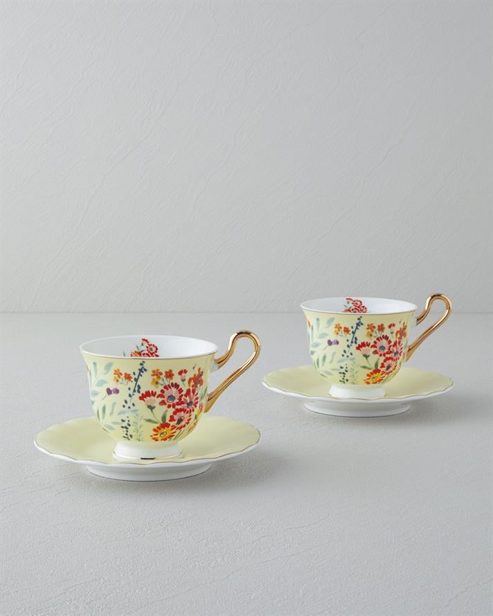 Miranda New Bone China 4 Parça 2 Kişilik  Fincan Takımı 220 ml Açık Sarı
