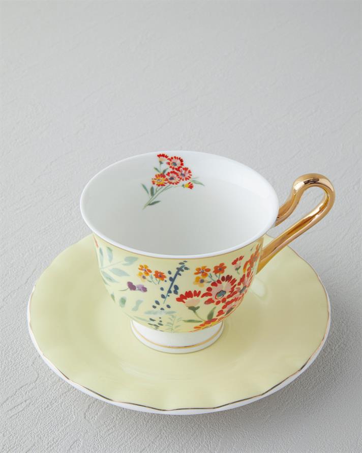 Miranda New Bone China 4 Parça 2 Kişilik  Fincan Takımı 220 ml Açık Sarı