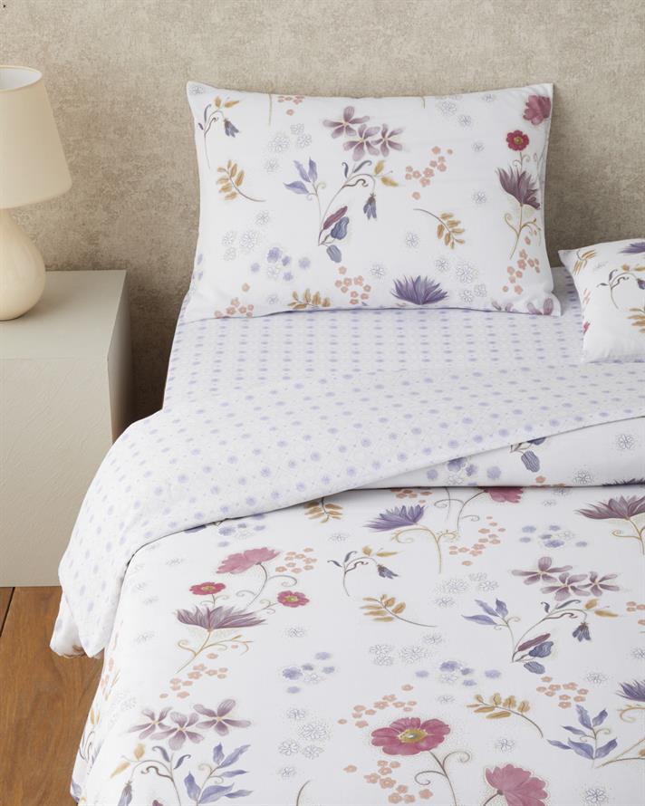 Misty Dream Dijital Baskılı Kolay Ütülenir  Çift Kişilik Çarşaflı Nevresim Takımı 200x220 cm Mor