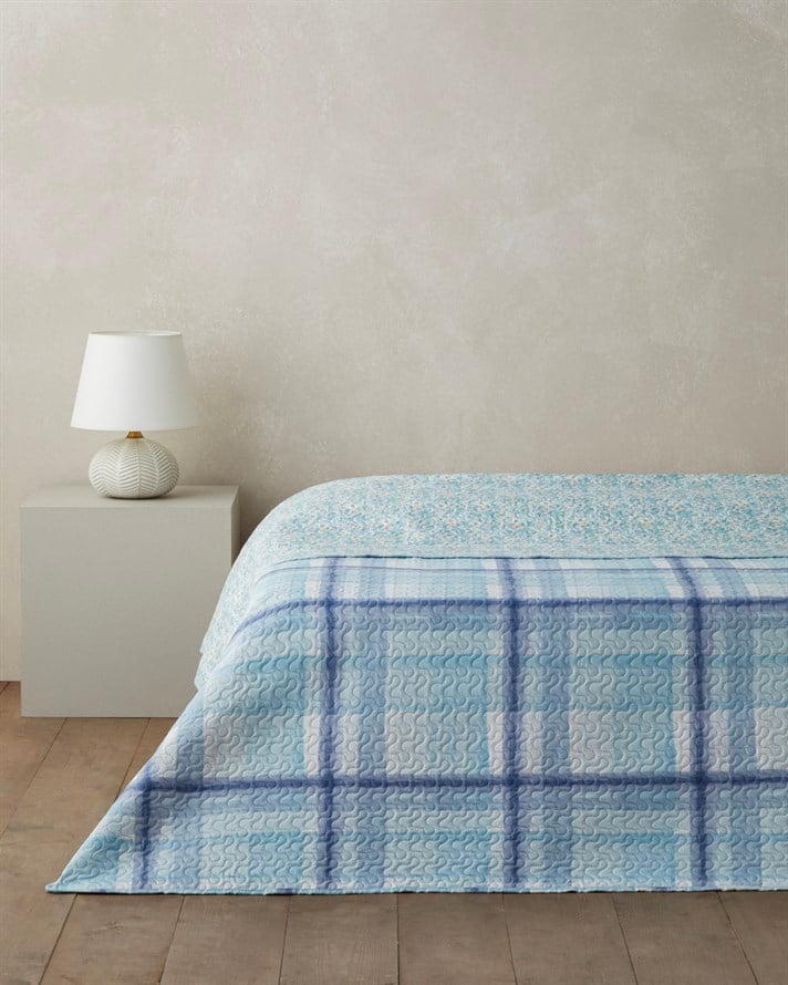Misty Flora Çift Kişilik Çok Amaçlı Örtü 200x220 cm Açık Mavi