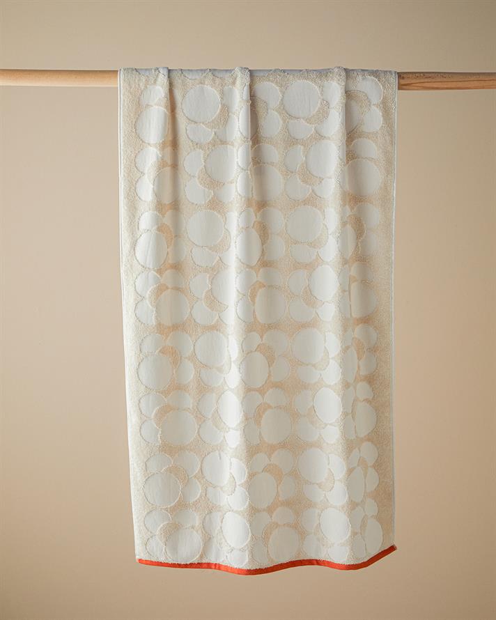 Mix Blend Pamuklu Jakarlı Banyo Havlusu 70x140 cm Bej