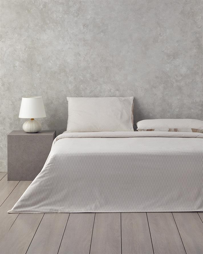 Modern Argyle Çift Taraflı Pamuk Çift Kişilik Çarşaflı Nevresim Takımı Bej