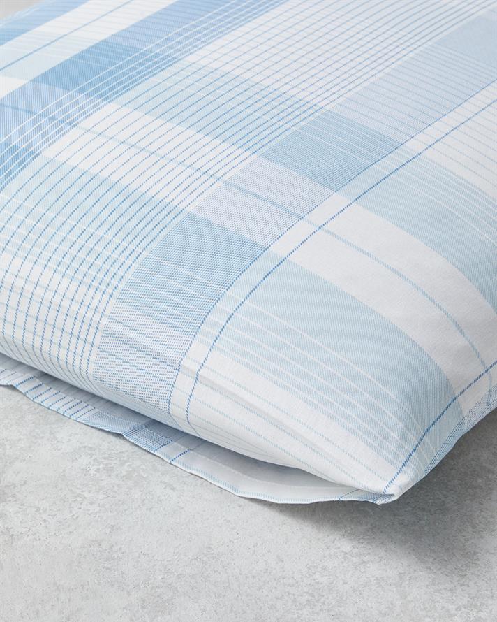 Modern Check Pamuklu 2li Yastık Kılıfı 50x70 cm Mavi