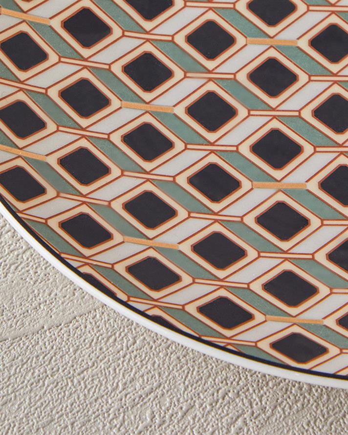 Modern Cube Bone Porselen Pasta Tabağı 20 cm Yeşil