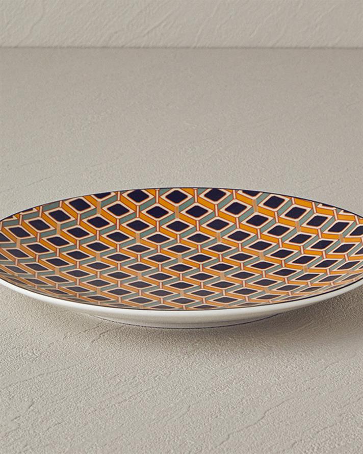 Modern Cube Bone Porselen Pasta Tabağı 20 cm Sarı