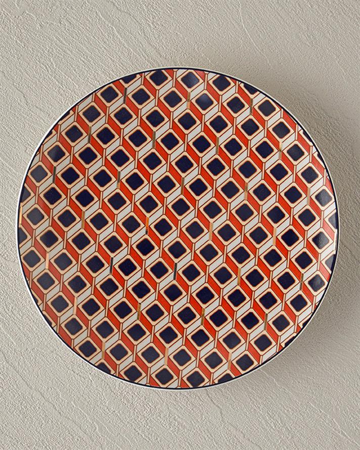 Modern Cube Bone Porselen Pasta Tabağı 20 cm Turuncu