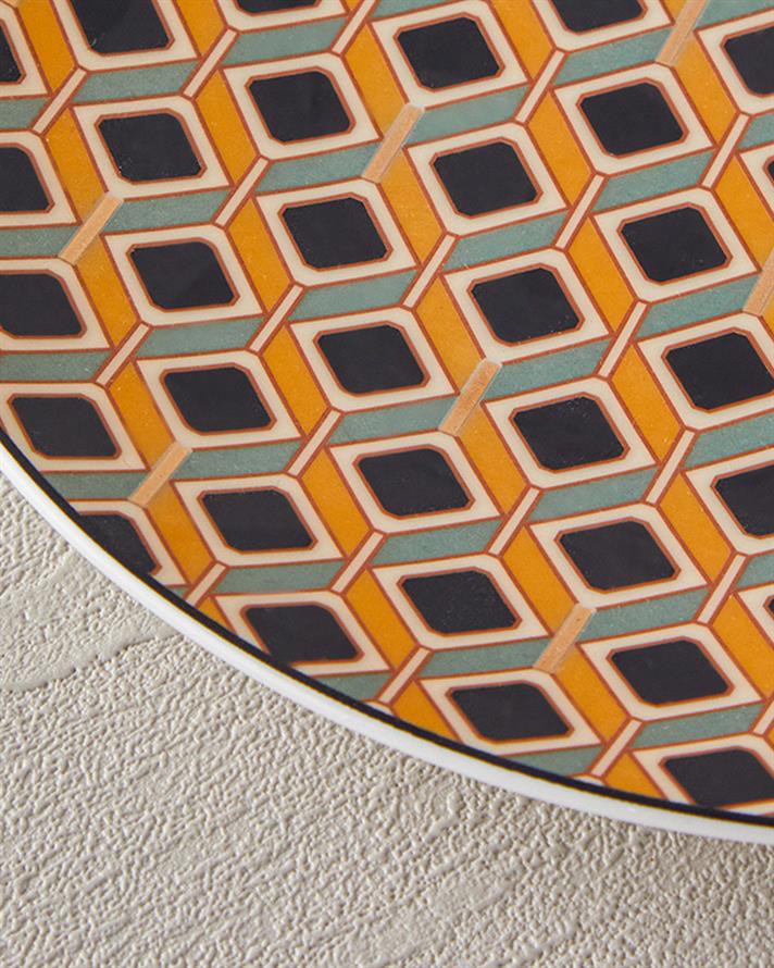 Modern Cube Bone Porselen Pasta Tabağı 20 cm Sarı