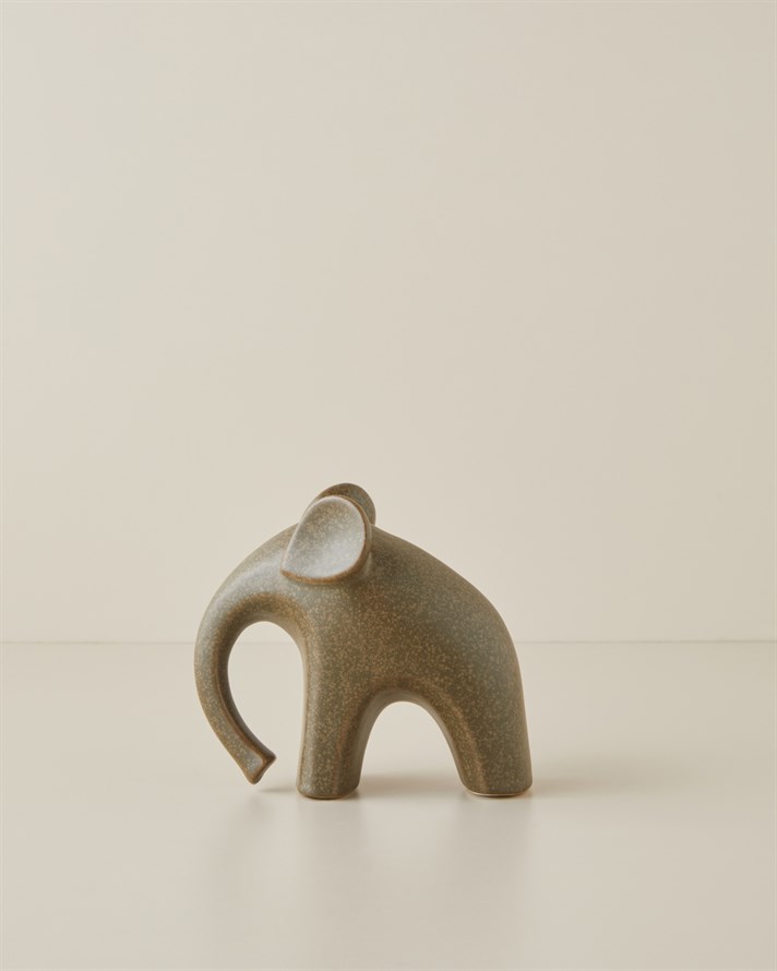 Modern Elephant Seramik Dekoratif Obje 15x13 cm Kahverengi