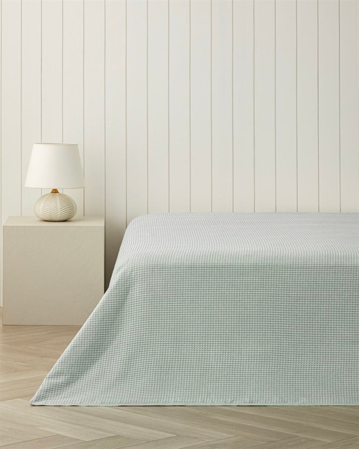 Modern Grid Çift Kişilik Pike 180x220 cm Yeşil
