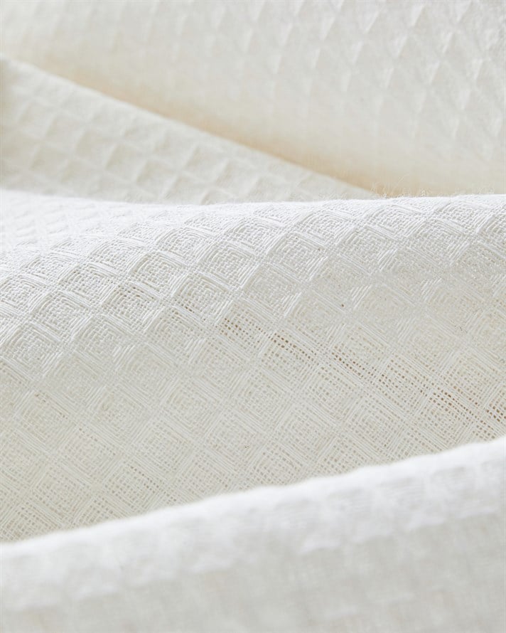 Modern Grid Tek Kişilik Pike 150x220 cm Ekru