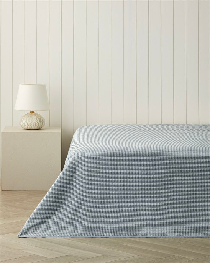 Modern Grid Tek Kişilik Pike 150x220 cm Lacivert