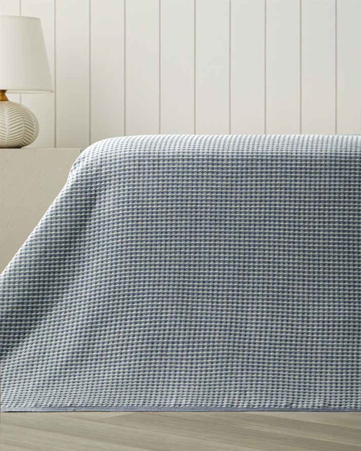 Modern Grid Tek Kişilik Pike 150x220 cm Lacivert