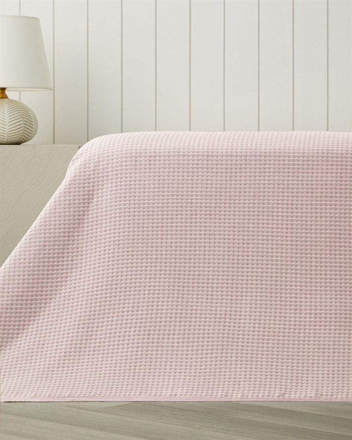 Modern Grid Tek Kişilik Pike 150x220 cm Pembe