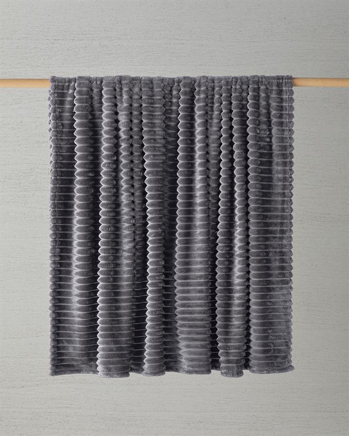 Modern Line Çizgili Super Soft Çift Kişilik Battaniye 200x220 cm Koyu Gri