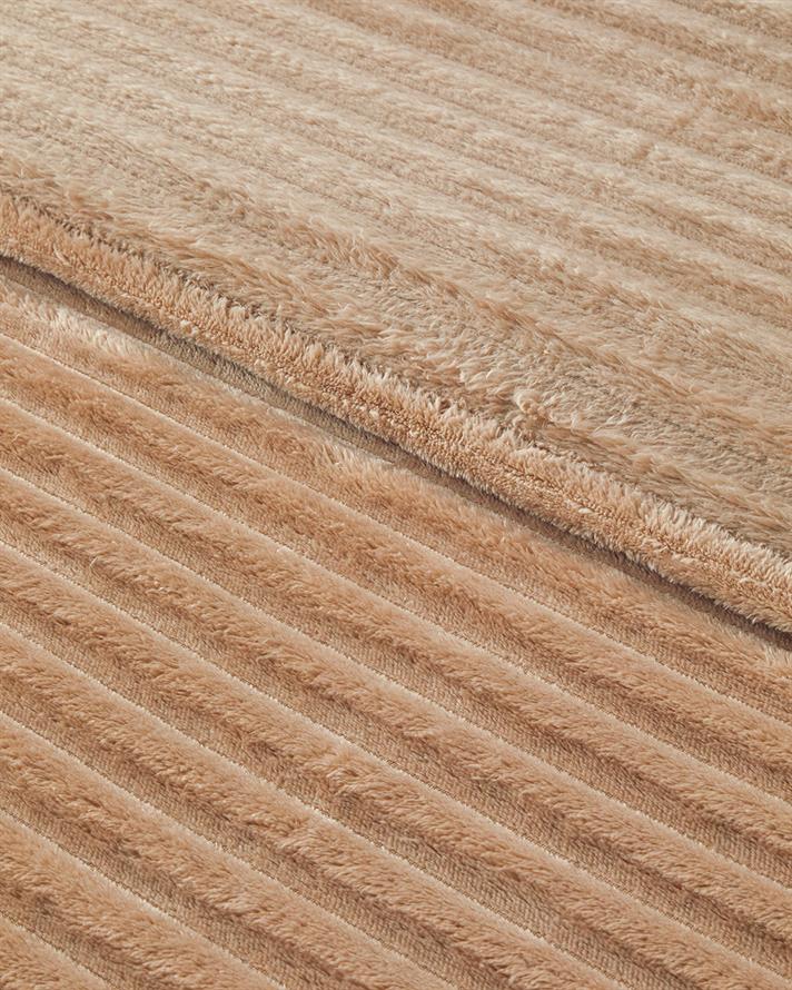 Modern Line Çizgili Super Soft Çift Kişilik Battaniye 200x220 cm Bej