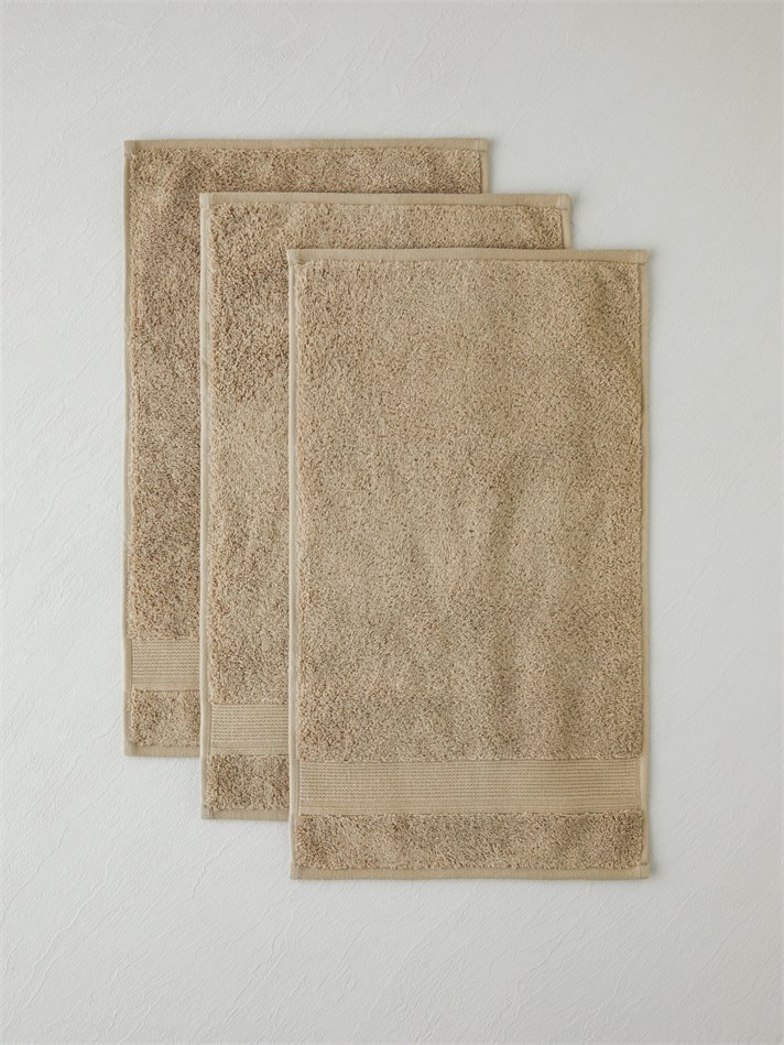 Modern Line %100 Pamuk 3lü Havlu Seti 30x50 cm Koyu Bej
