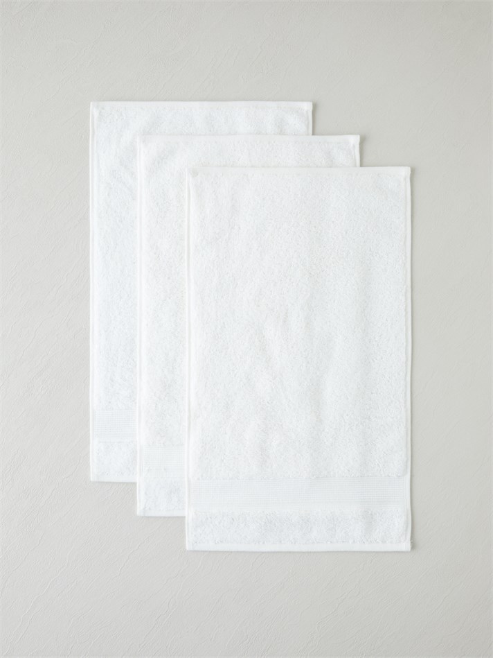 Modern Line %100 Pamuk 3lü Havlu Seti 30x50 cm Beyaz