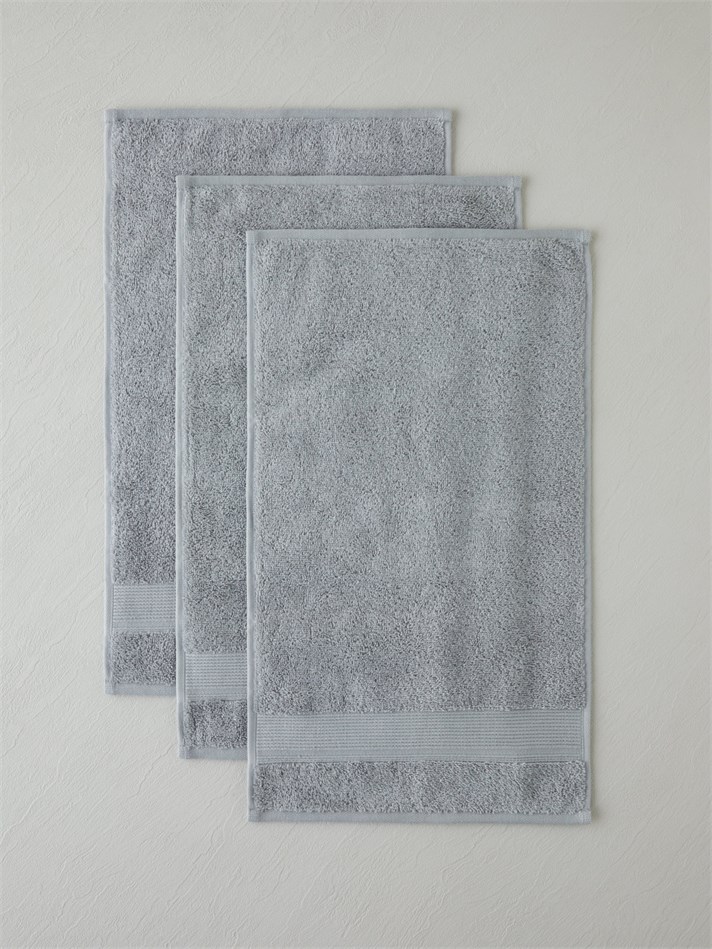 Modern Line %100 Pamuk 3lü Havlu Seti 30x50 cm Koyu Gri