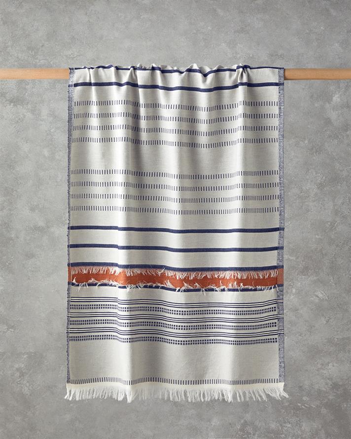 Modern Line Pamuklu Peştemal 90x150 cm Açık Bej-Kiremit