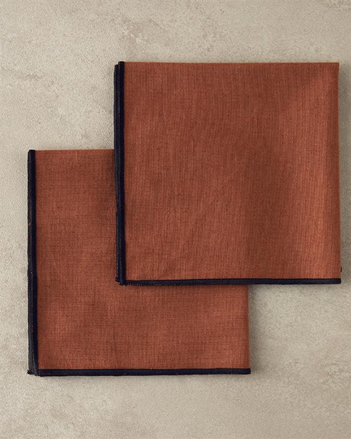 Modern Linen Pamuk 2li Misafir Peçetesi Terracotta