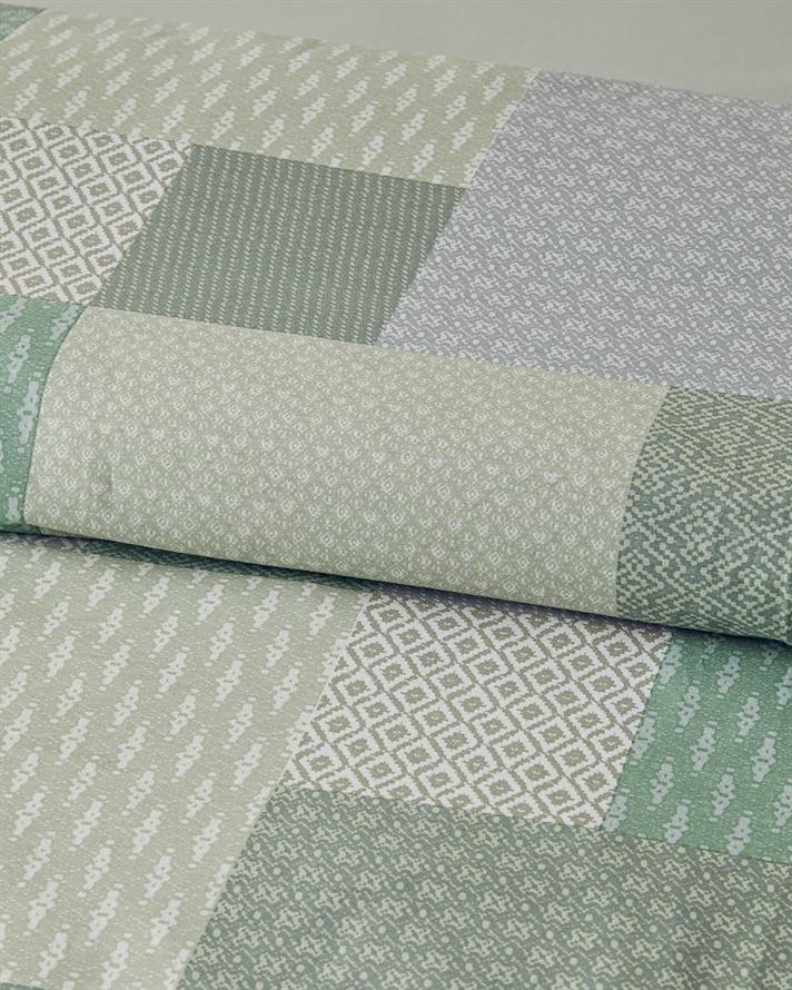 Modern Patch Pamuk Çift Kişilik Çarşaflı Nevresim Takımı Yeşil