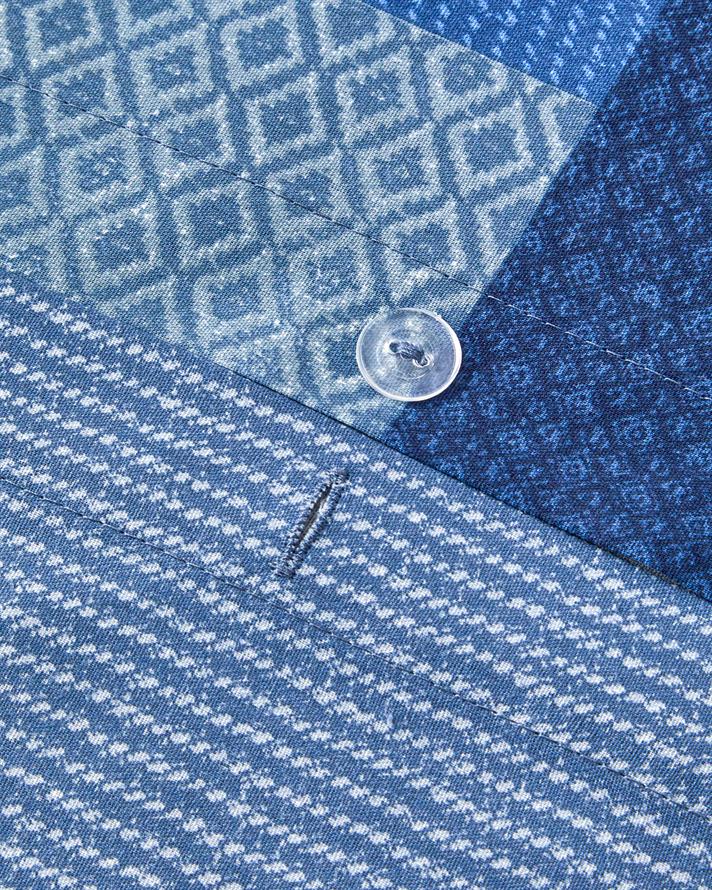 Modern Patch Pamuklu Ranforce Çift Kişilik Nevresim Takımı 200x220 cm Mavi